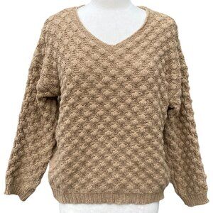 Cider Bauble Popcorn 3D Knit Sweater Mocha Brown Cozy Coastal Grandma Neutral-M